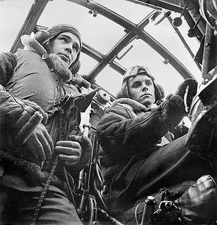 Blenheim navigator and pilot in cockpit
